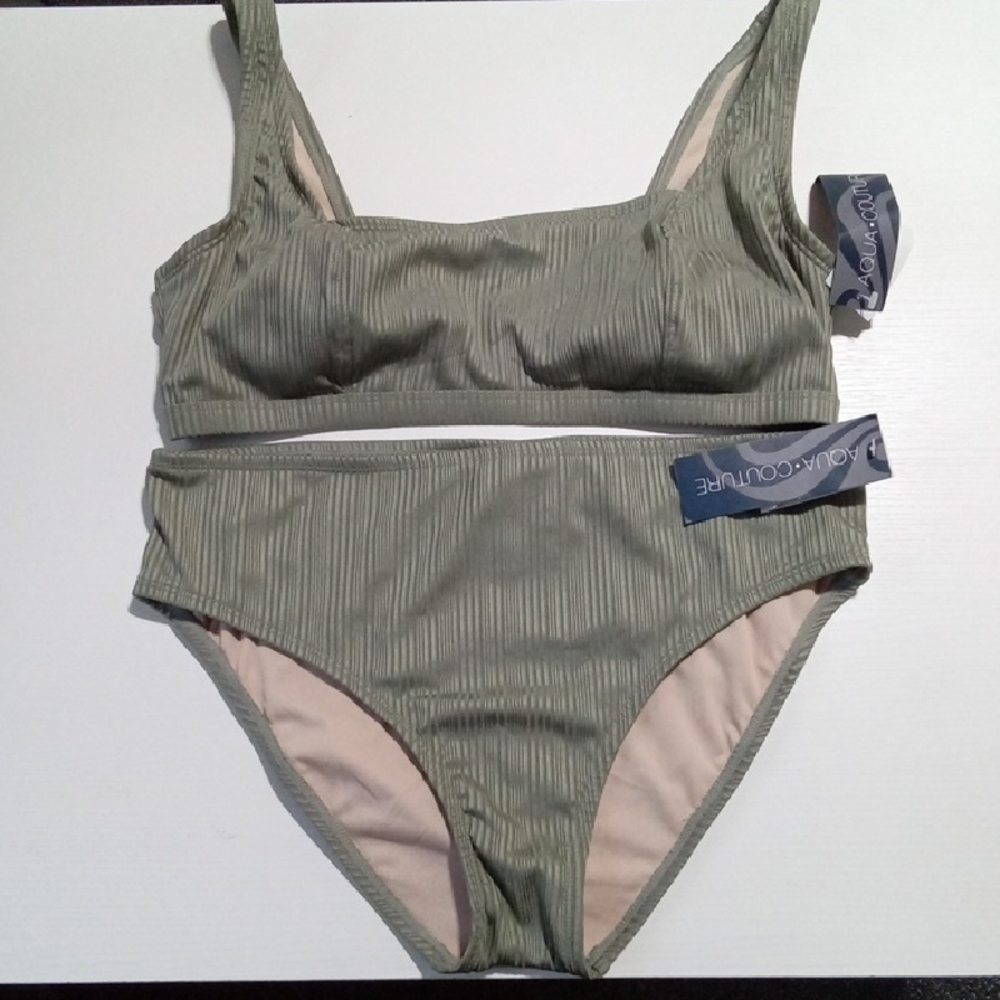 Aqua Couture NWT Olive Green Bikini Set Size L